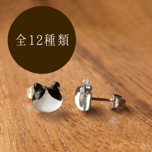 ガラスのぷっくり猫　ピアス・イヤリング