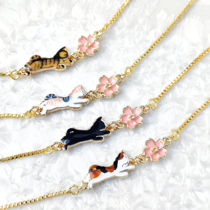 【4月限定】猫とお花見ブレスレット ＊ 桜