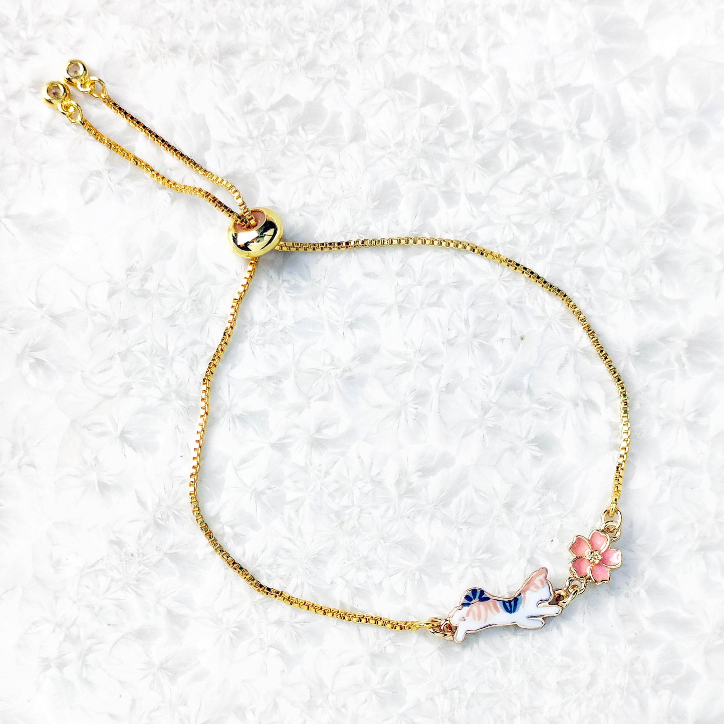 【4月限定】猫とお花見ブレスレット ＊ 桜