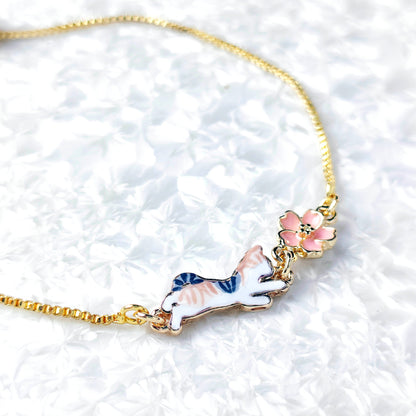 【4月限定】猫とお花見ブレスレット ＊ 桜