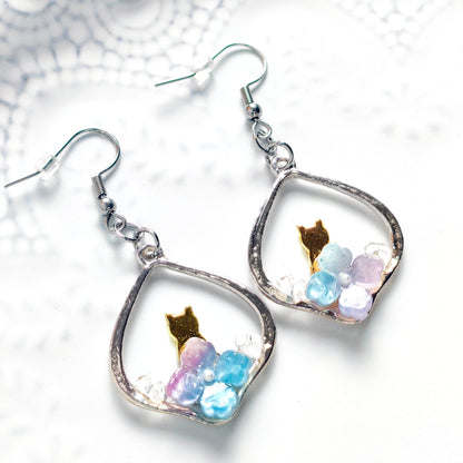 【非売品】朝露と紫陽花の ピアス・イヤリング