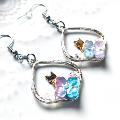 【非売品】朝露と紫陽花の ピアス・イヤリング