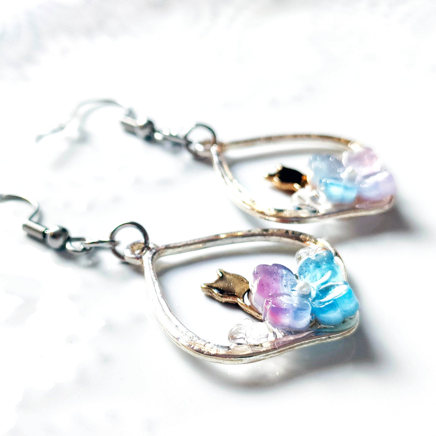 【非売品】朝露と紫陽花の ピアス・イヤリング