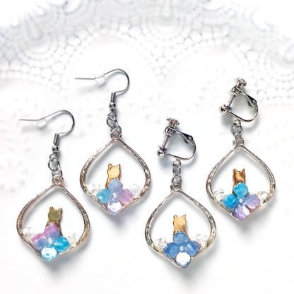 【非売品】朝露と紫陽花の ピアス・イヤリング
