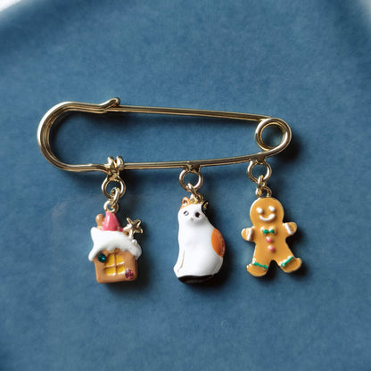 三毛猫と過ごすクリスマス ストールピン